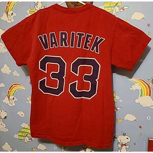 Vintage 2004 MLB Boston Red Sox Jason Varitek #33 Shirt Size Medium Red USA Knit
